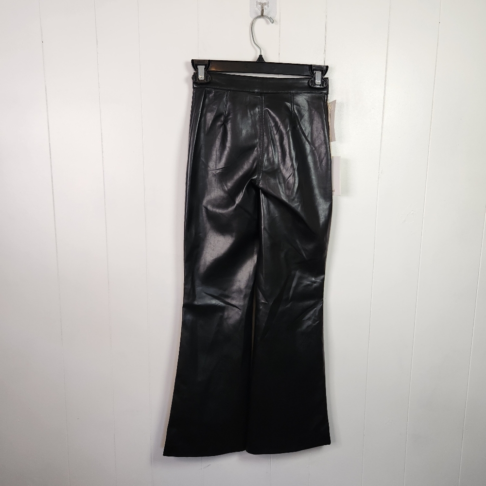 Aritzia Wilfred Adele Faux Leather Kick Flare Pants New NWT Size 00 High Rise - Picture 5 of 12